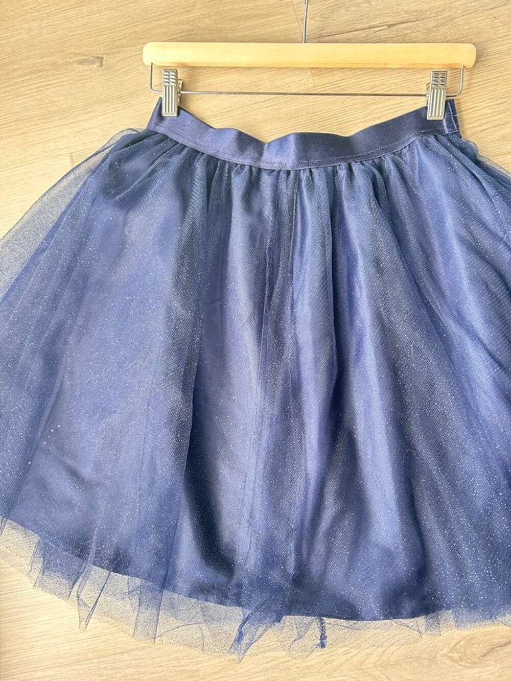 Navy Glitter Tulle Skirt | Knee-Length | Sparkle Party Skirt | Size M